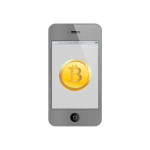 Bitcoin app op een Iphone, cryptocurrency wallet.