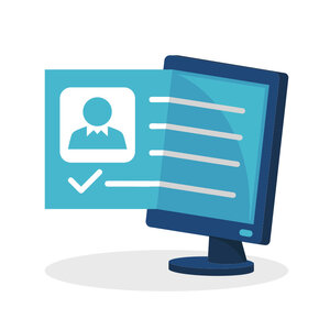 Identiteitsdocument en computerscherm, online identificatie